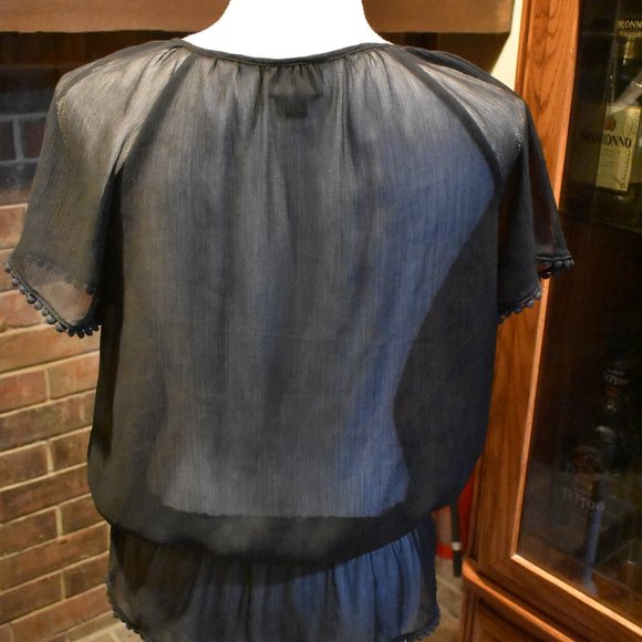Mossimo Black Sheer Blouse Size XS - Picture 3 of 4